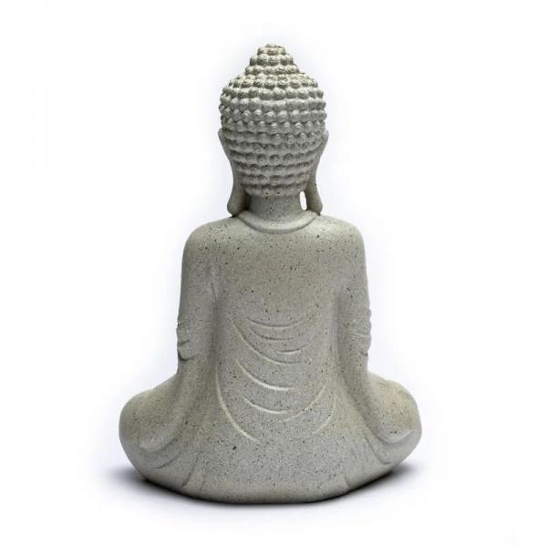 Meditation Buddha – steingrau – mit Teelichthalter -